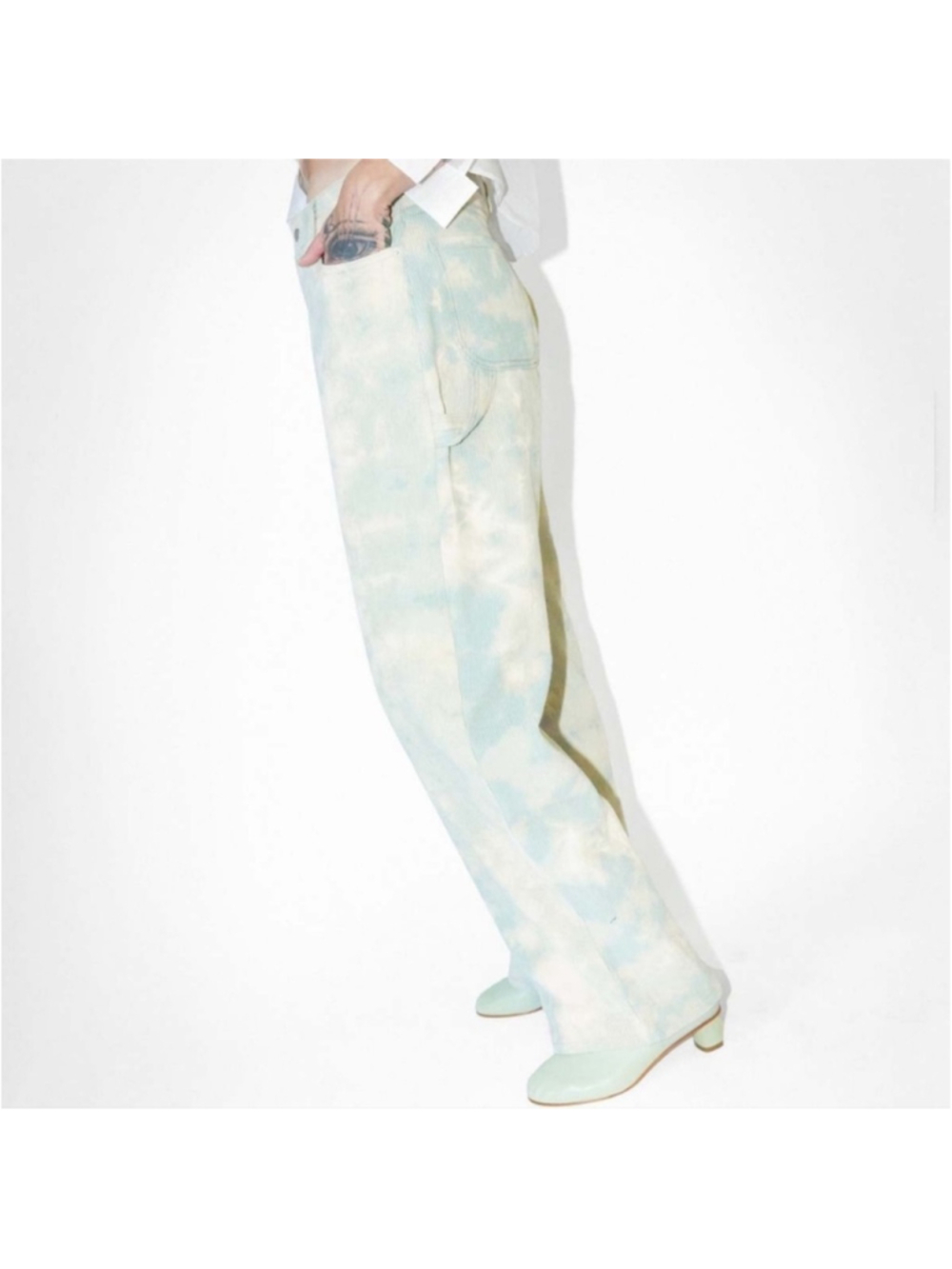 NOMIA NYC Designer Sz 30 Drop Oversized Corduroy Jeans In Lichen Tie Dye